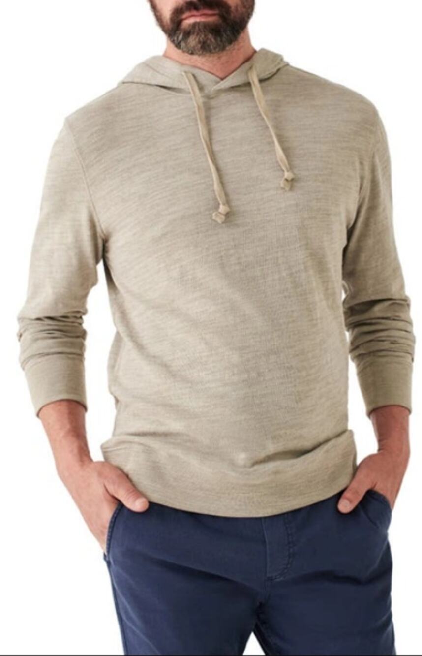 Faherty Sunwashed Organic Cotton Hoodie in Mountain Sand Size XL